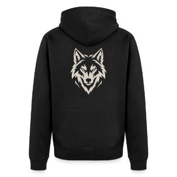 Fierce Wolf - Unisex Premium Organic Zip Hoodie - black - Back - Nico (187cm)