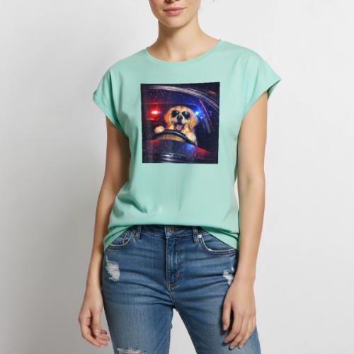 Funny Police Golden Retriever Meme Tee - Women's Premium Roll Up Sleeve T-Shirt