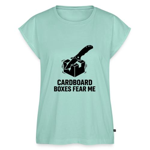 Cardboard Boxes Fear Me - Funny EDC Pocket Knife - Women's Premium Roll Up Sleeve T-Shirt