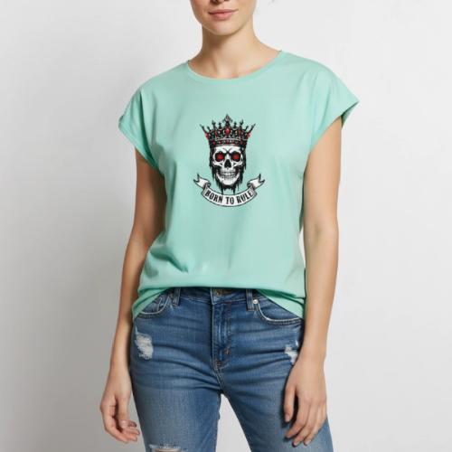 Born to Rule Skull King - Women's Premium Roll Up Sleeve T-Shirt