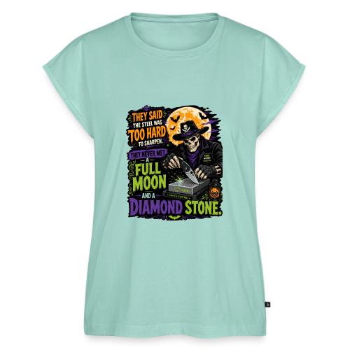 Too Hard To Sharpen Diamond Stone - Skeleton Knife - Women's Premium Roll Up Sleeve T-Shirt