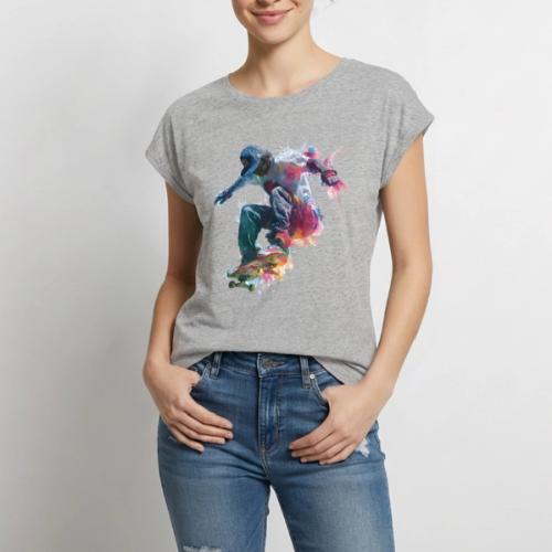 Skateboarding: Ride the Colors - Women's Premium Roll Up Sleeve T-Shirt