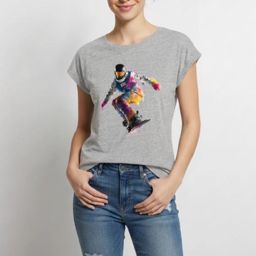 Snowboarding: Frozen Palette - Women's Premium Roll Up Sleeve T-Shirt