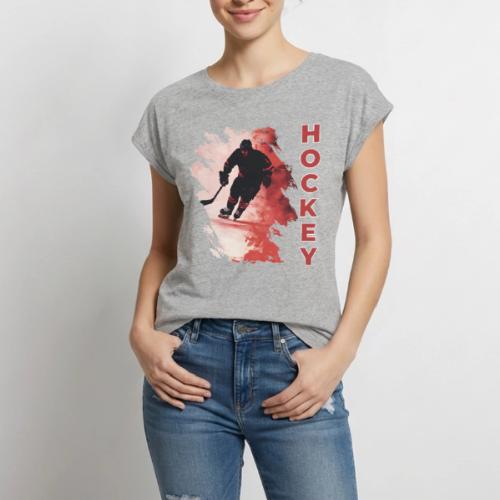 Hockey Fire - Women's Premium Roll Up Sleeve T-Shirt