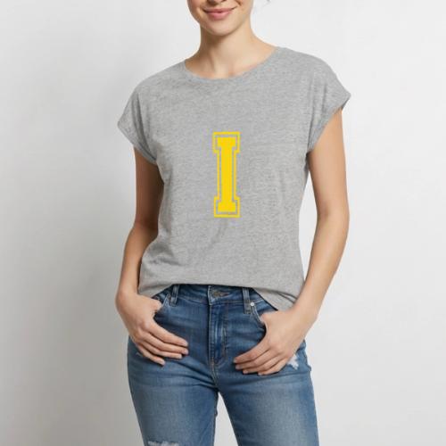 Letter I – Capital Athletic Alphabet Monogram - Women's Premium Roll Up Sleeve T-Shirt