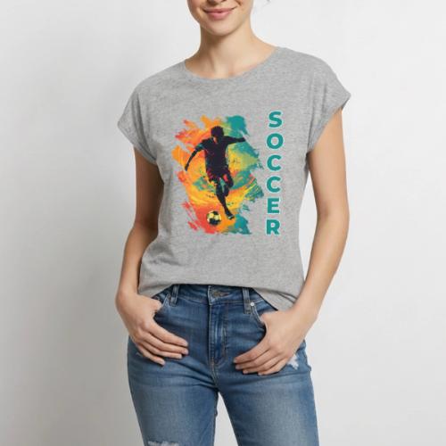 Soccer Hero Mode - Women's Premium Roll Up Sleeve T-Shirt