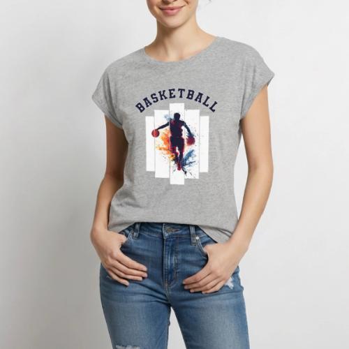 Basketball Never Stops - Women's Premium Roll Up Sleeve T-Shirt