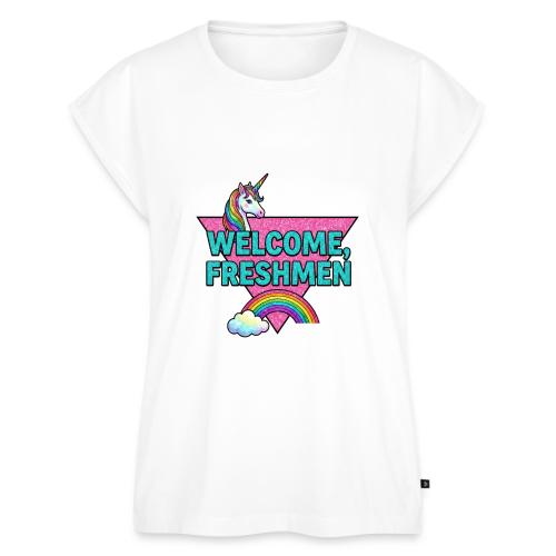 Welcome, Freshmen - Women's Premium Roll Up Sleeve T-Shirt