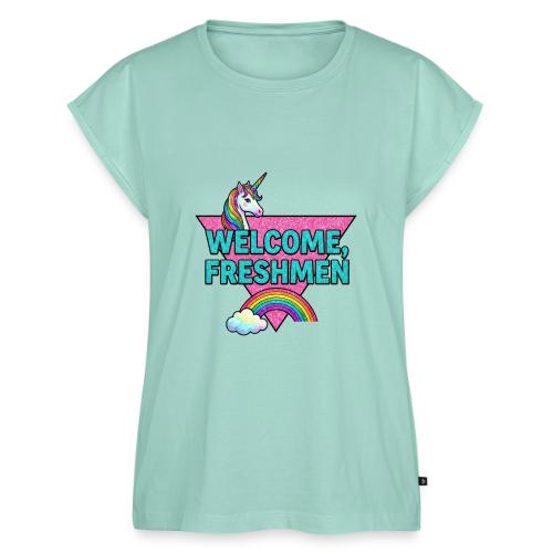 Welcome, Freshmen - Women's Premium Roll Up Sleeve T-Shirt