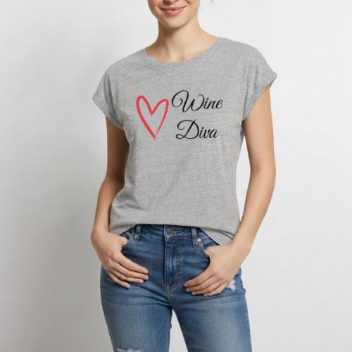 Diva du vin - T-shirt Premium Femme à Manches Retroussables