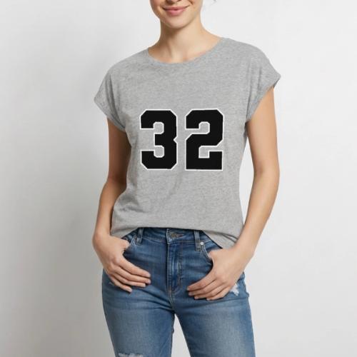 Varsity Number 32 Athletic Design - Women's Premium Roll Up Sleeve T-Shirt