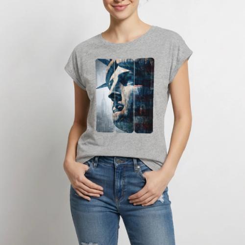 USA: Urban Liberty Triptych - Women's Premium Roll Up Sleeve T-Shirt