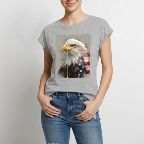 USA: Eagle of the Free - Women's Premium Roll Up Sleeve T-Shirt
