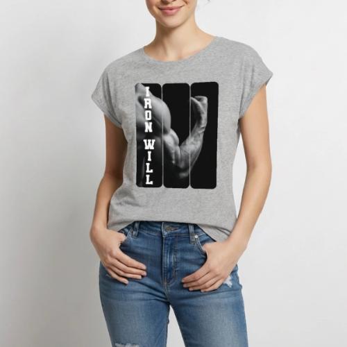 Bodybuilding: Iron Will - Women's Premium Roll Up Sleeve T-Shirt