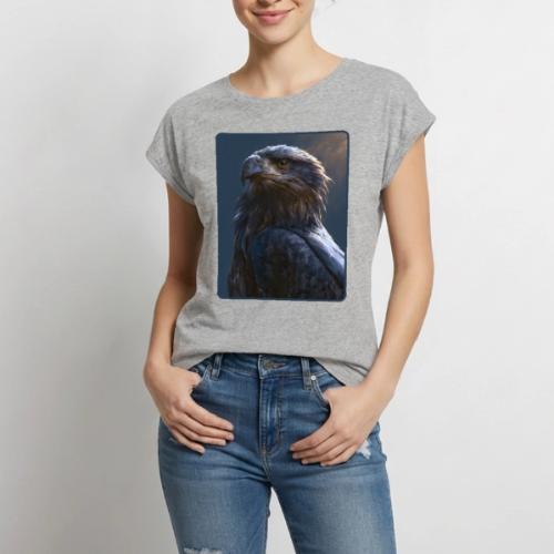 Majestic Eagle Cinematic Portrait Design - Women's Premium Roll Up Sleeve T-Shirt