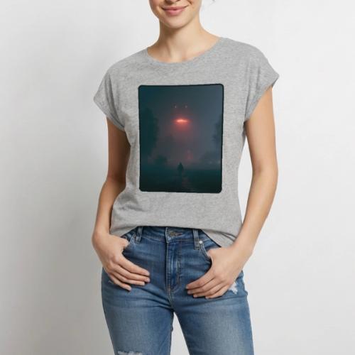 Mysterious UFO Encounter Design - Women's Premium Roll Up Sleeve T-Shirt