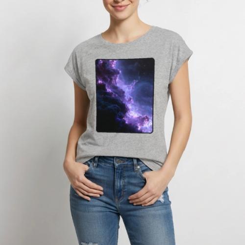 Purple Nebula Space Design - Women's Premium Roll Up Sleeve T-Shirt