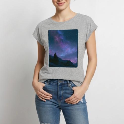 Stargazer Nebula Night Sky Art - Women's Premium Roll Up Sleeve T-Shirt