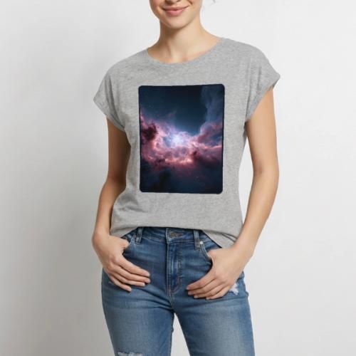 Radiant Cosmic Nebula Artwork - Women's Premium Roll Up Sleeve T-Shirt