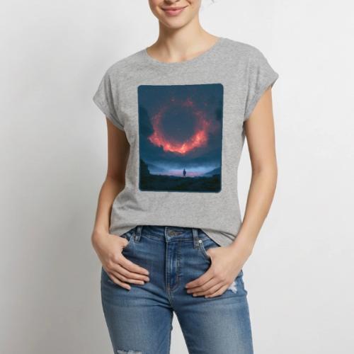 Supernova Reflection Space Scene - Women's Premium Roll Up Sleeve T-Shirt