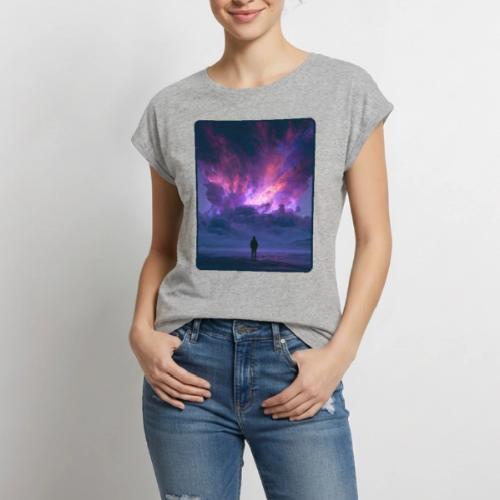 Cosmic Supernova Night Design - Women's Premium Roll Up Sleeve T-Shirt
