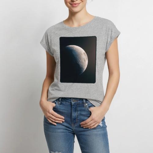 Crescent Moon Celestial Artwork - Women's Premium Roll Up Sleeve T-Shirt