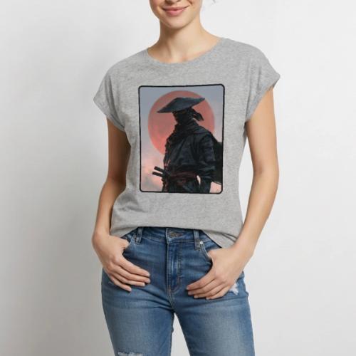 Ninja Warrior Under the Red Sun - Women's Premium Roll Up Sleeve T-Shirt