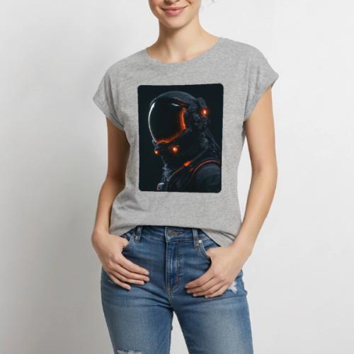 Futuristic Astronaut Helmet - Women's Premium Roll Up Sleeve T-Shirt