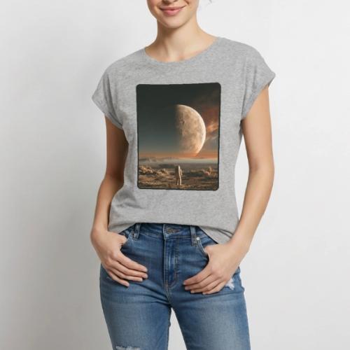 Astronaut on an Alien Moon - Women's Premium Roll Up Sleeve T-Shirt
