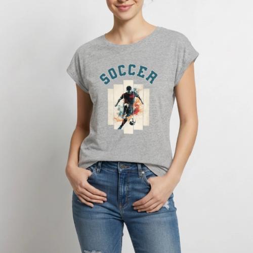 Soccer Mode On - Women's Premium Roll Up Sleeve T-Shirt