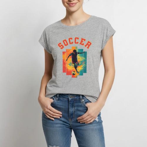 Soccer Heartbeat - Women's Premium Roll Up Sleeve T-Shirt