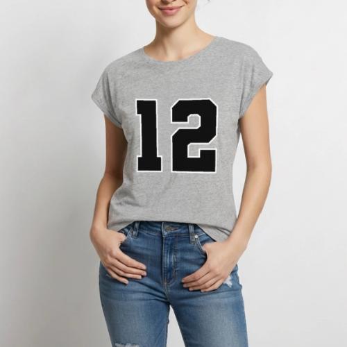 Varsity Number 12 Sports Design - Women's Premium Roll Up Sleeve T-Shirt