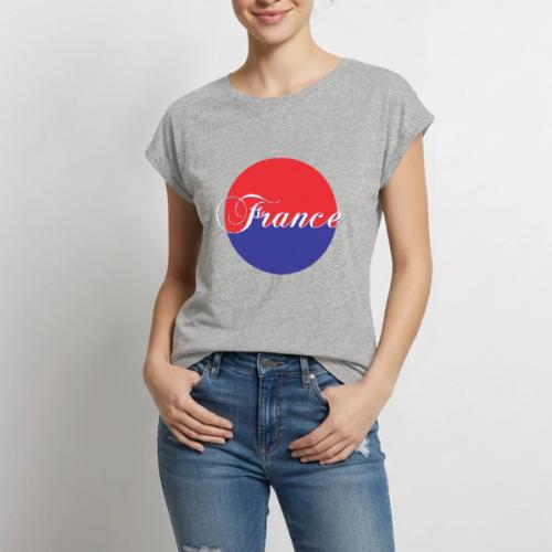 France Tricolore Circle - Women's Premium Roll Up Sleeve T-Shirt