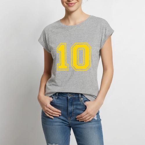 Number 10 in a classic athletic collegiate font - Women's Premium Roll Up Sleeve T-Shirt