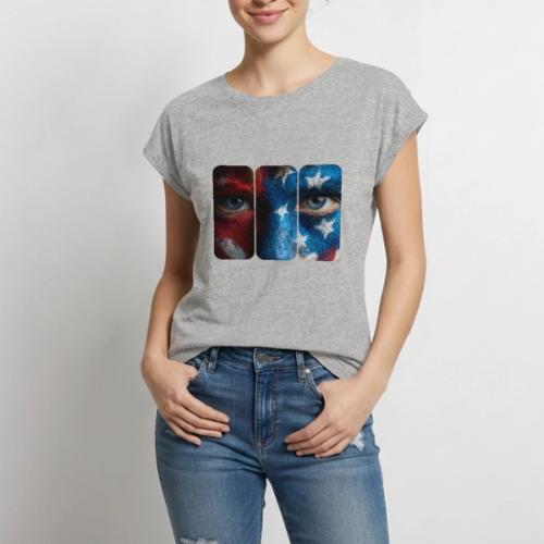 USA: Painted for the Flag - Women's Premium Roll Up Sleeve T-Shirt