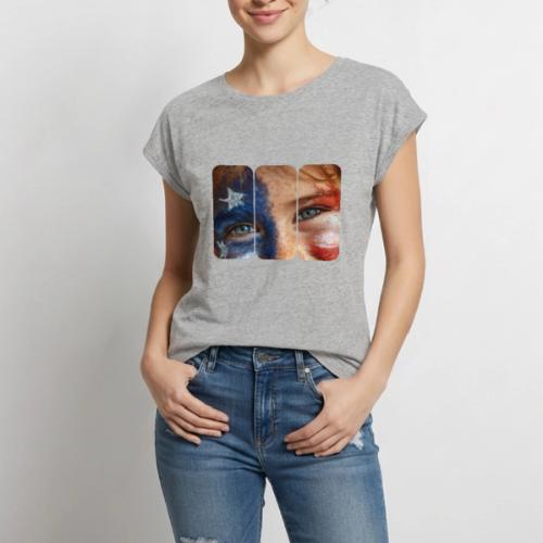 USA: Patriot Gaze - Women's Premium Roll Up Sleeve T-Shirt
