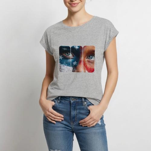 USA: Star-Spangled Glance - Women's Premium Roll Up Sleeve T-Shirt