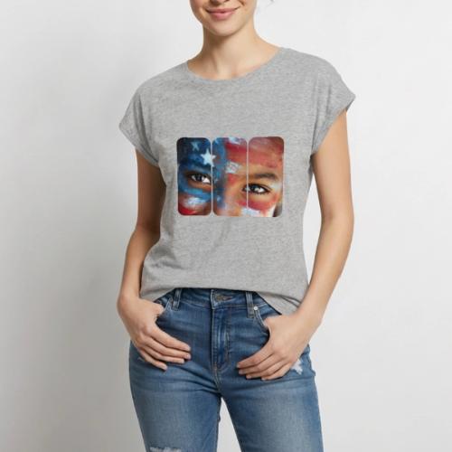 USA: Eyes of the Flag - Women's Premium Roll Up Sleeve T-Shirt