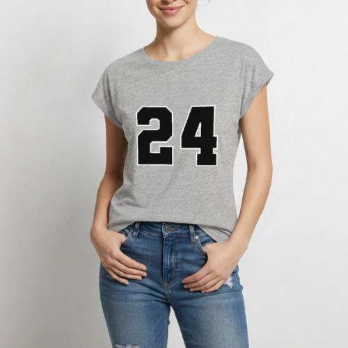 Varsity Number 24 College Font - Women's Premium Roll Up Sleeve T-Shirt