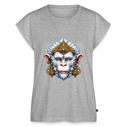 Thai Hanuman Monkey Deity Mask - Women's Premium Roll Up Sleeve T-Shirt