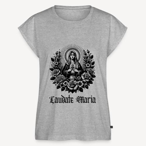 Laudate Maria - Women's Premium Roll Up Sleeve T-Shirt