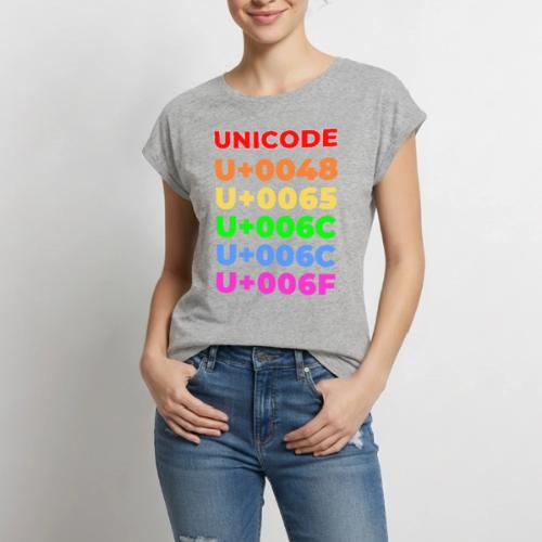 Hello, in unicode - Women's Premium Roll Up Sleeve T-Shirt
