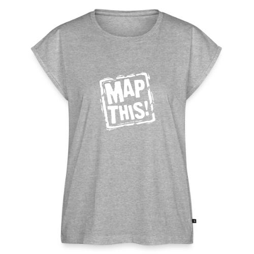 MapThis! White Stamp Logo - Women's Premium Roll Up Sleeve T-Shirt