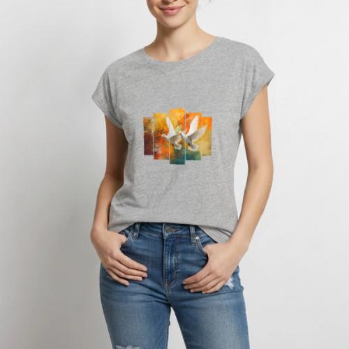 Wings of Peace - Women's Premium Roll Up Sleeve T-Shirt