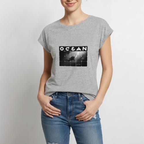 Ocean: Monochrome descent of a scuba diver - Women's Premium Roll Up Sleeve T-Shirt