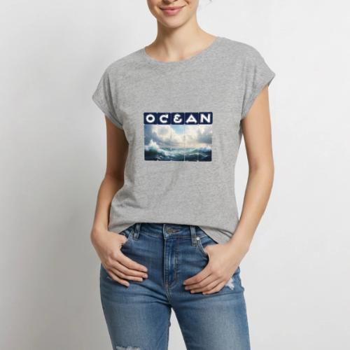 Ocean: Waves of Fury - Women's Premium Roll Up Sleeve T-Shirt