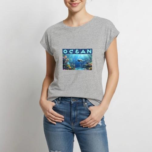 Ocean: Turtle Drift - Women's Premium Roll Up Sleeve T-Shirt