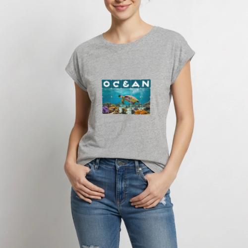 Ocean: Gentle Voyager - Women's Premium Roll Up Sleeve T-Shirt