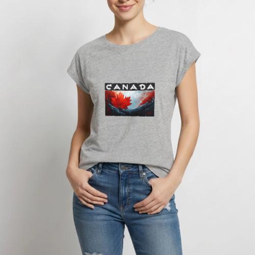 Canada Icon in Color - Women's Premium Roll Up Sleeve T-Shirt