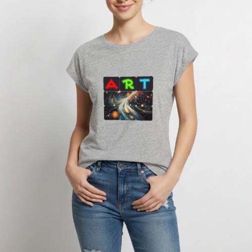 Swirls of Colorful Art - Women's Premium Roll Up Sleeve T-Shirt
